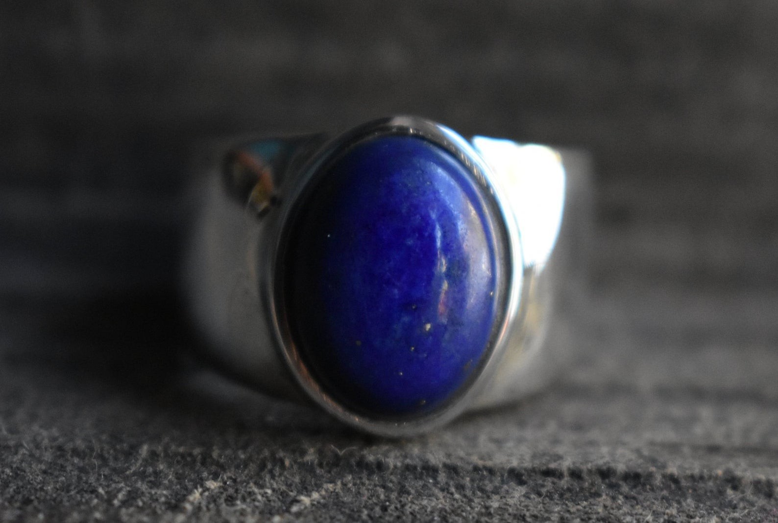 Solid 925 Sterling Silver Natural Lapis Lazuli Gemstone Men’s Unisex Band Ring