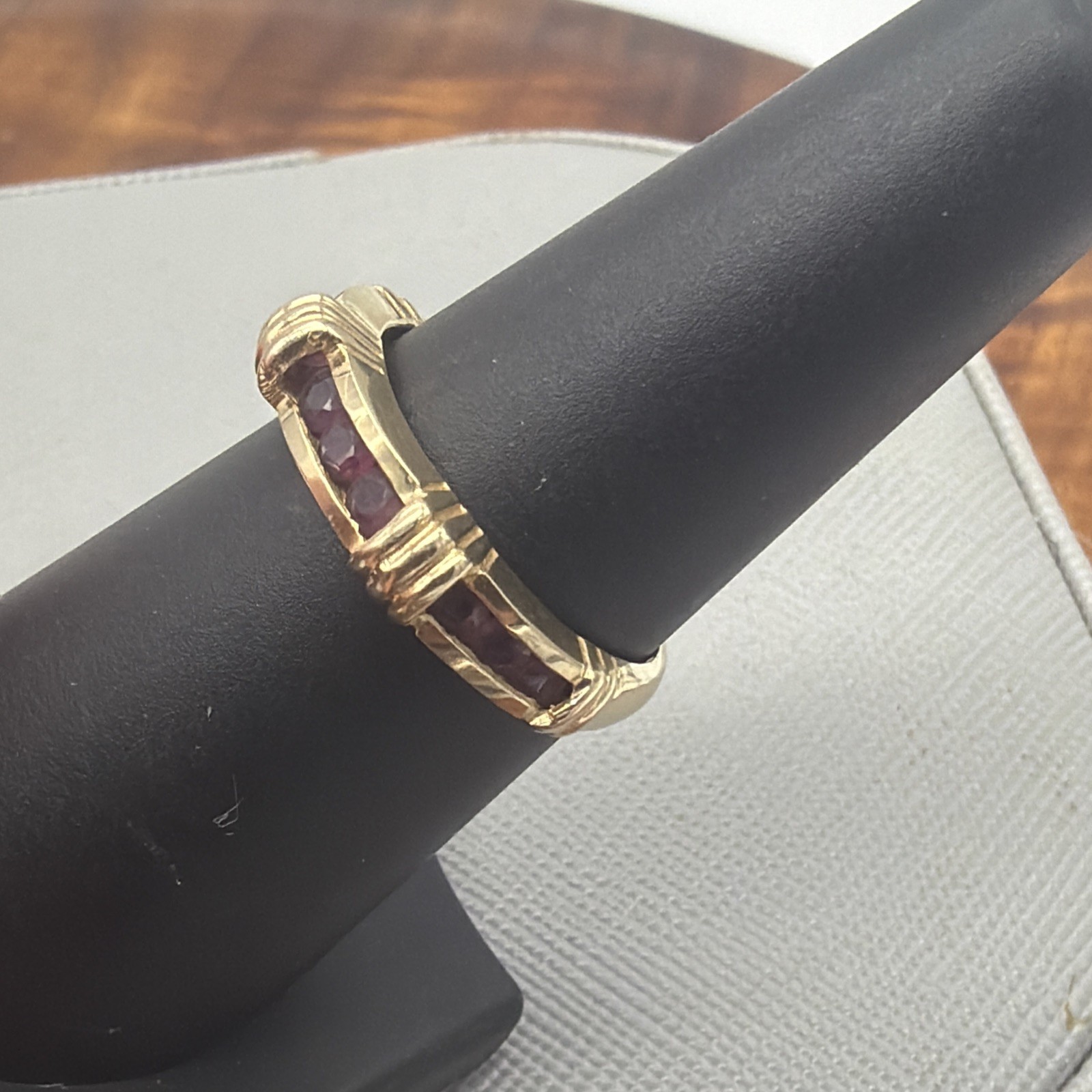 Effy BH Vintage Channel Set Ruby & 14k Yellow Gold Ring Size 7