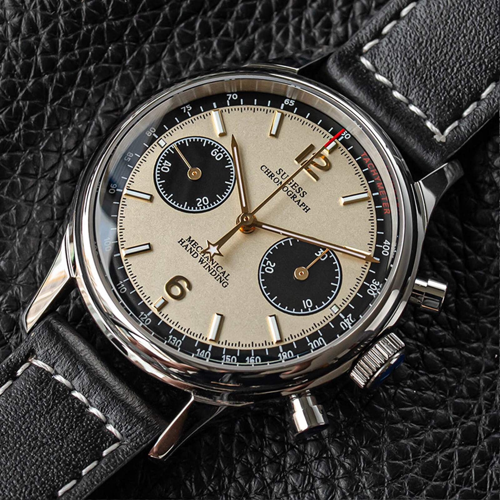 Sugess Panda V3 DIAL Chronograph Mechanical Men Watch Seagull 1963 SUPAN002GN/SN