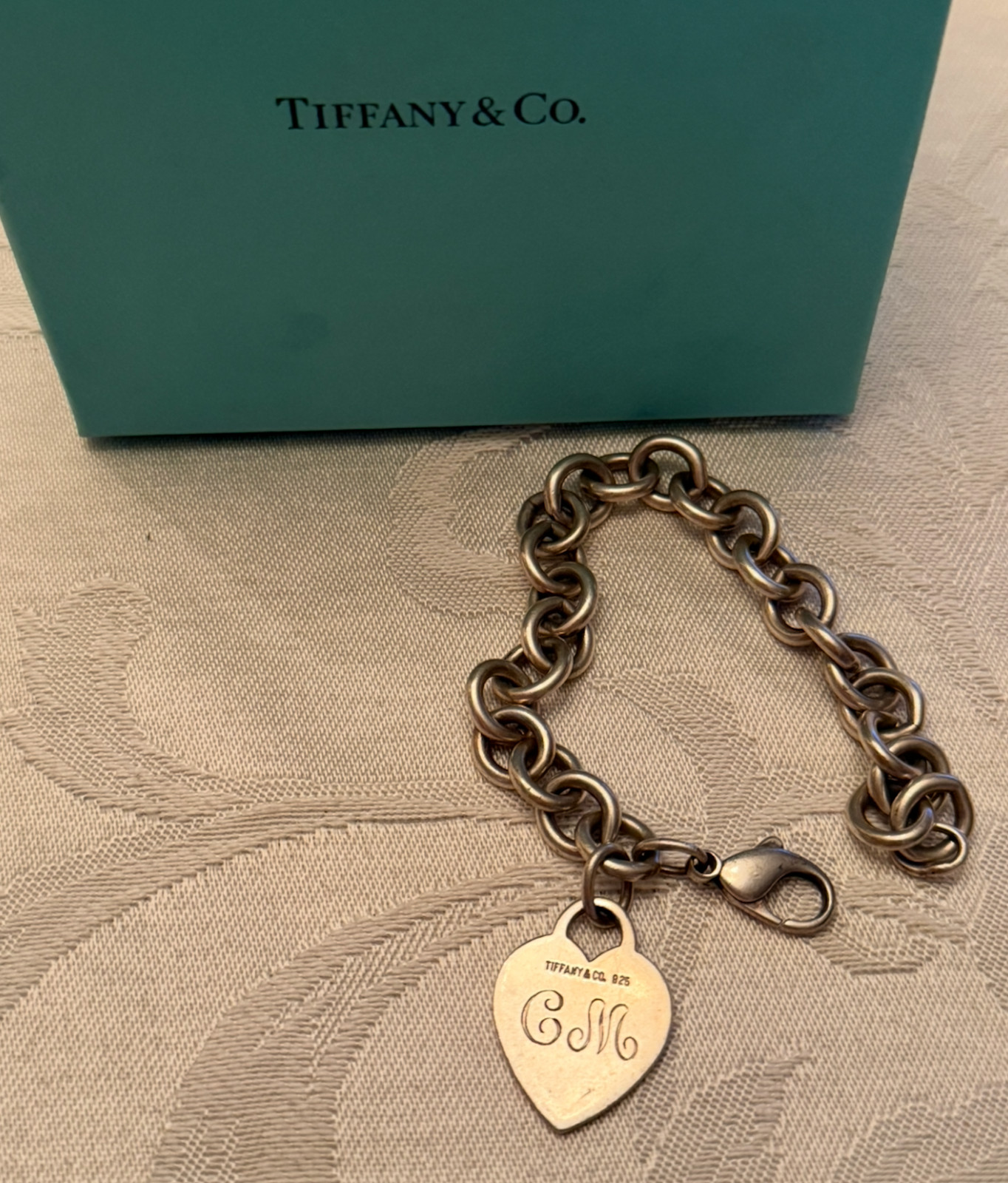 100% Authentic Tiffany & Co. Heart Tag Bracelet 925 Sterling Silver 8′ 35.4 Gram