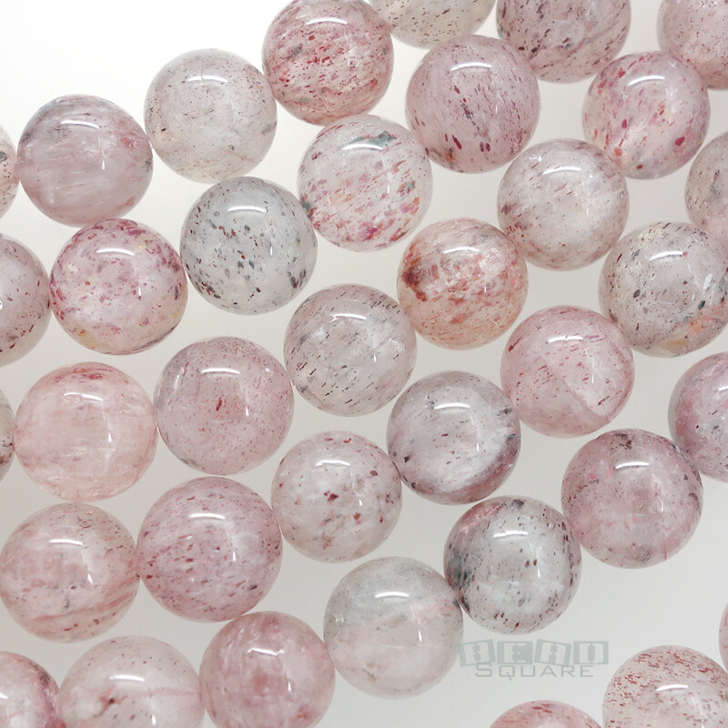 15″ Natural Pink Genuine Strawberry Quartz Round Beads approx. 10mm #21147