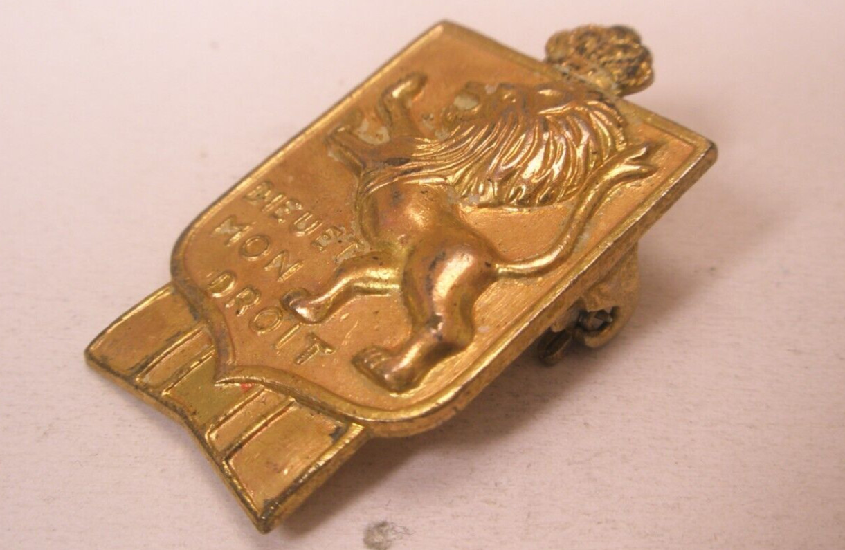 Dieu et mon droit Royal United Kingdom Motto Vintage Tie Tack Lapel Pin n107