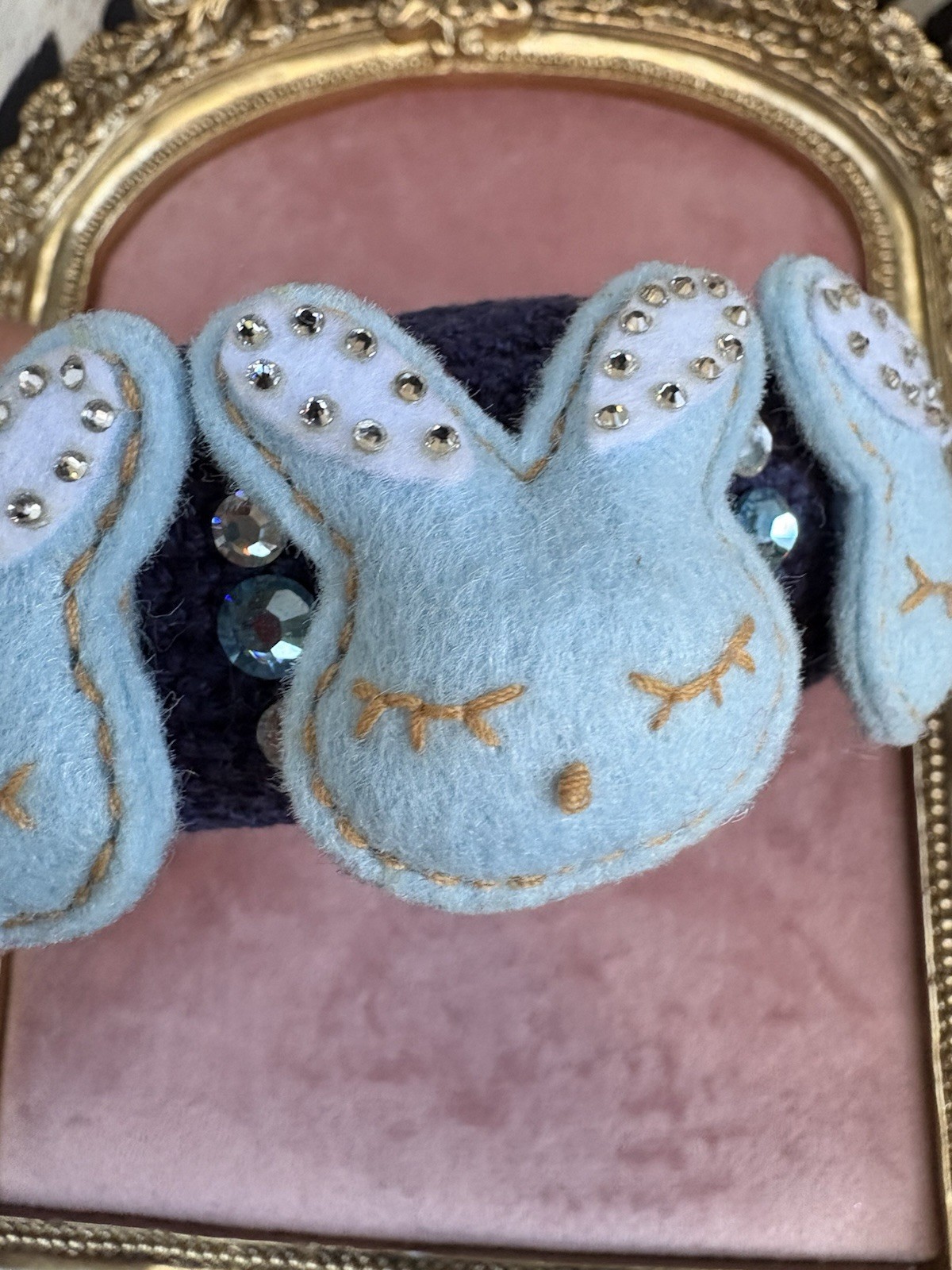 Tarina Tarantino Kyoto Carnival Felt Blue Bunny Swarovski Bangle Bracelet RARE