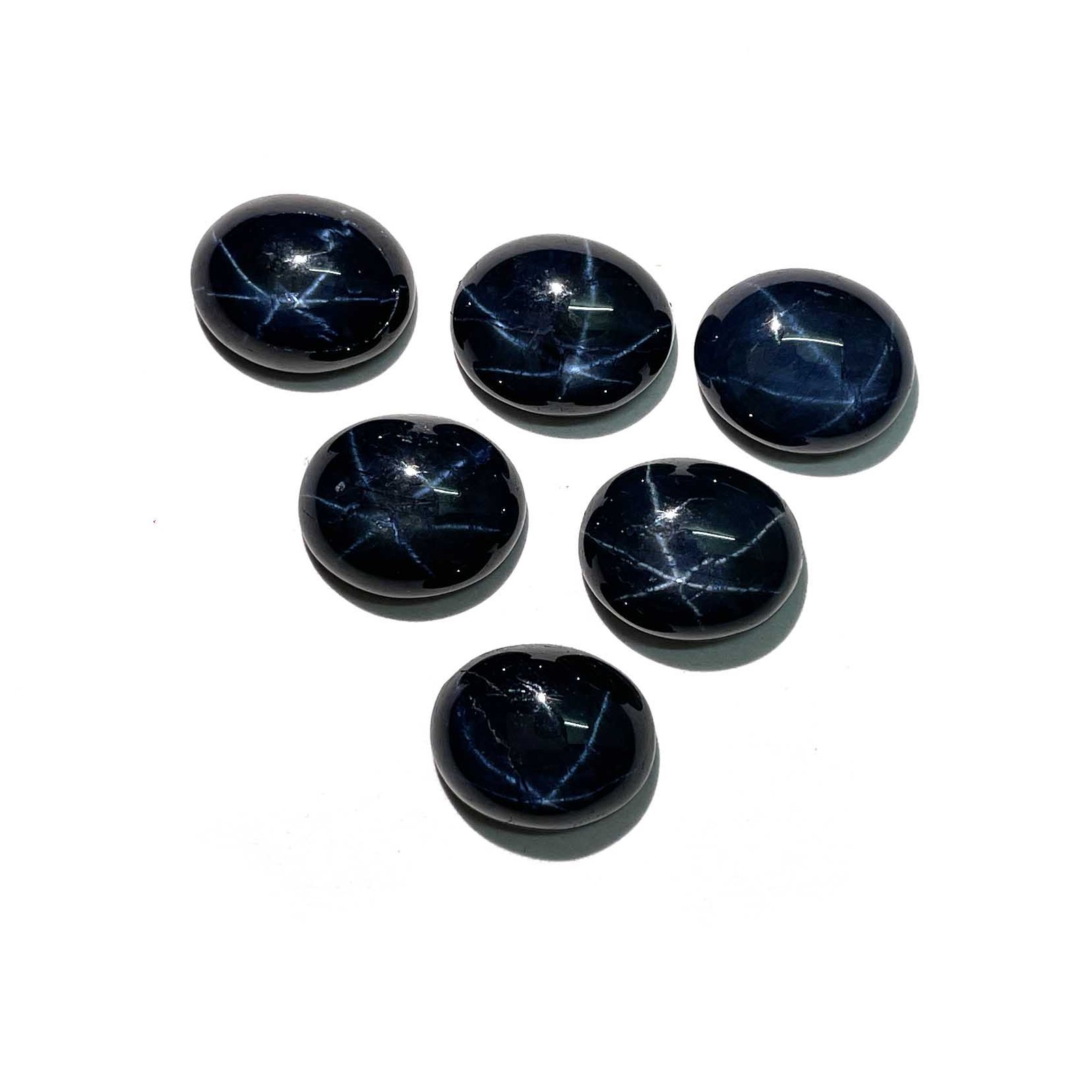 Diffused Star Blue Sapphire Oval Cabochon Loose Gemstone Lot 2 Pcs 9*11 MM 11 CT