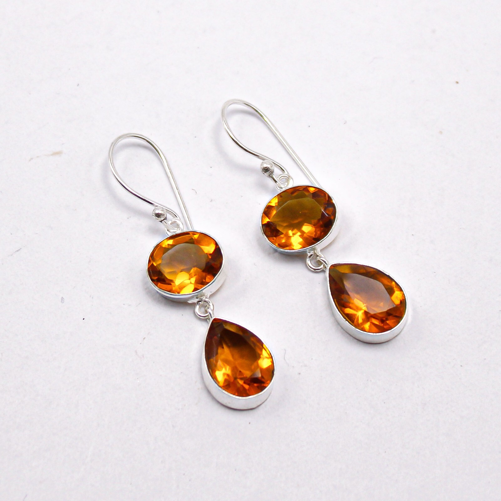 Citrine Gemstone 925 Sterling Silver Jewelry Handmade Boho Earrings For Women 2″