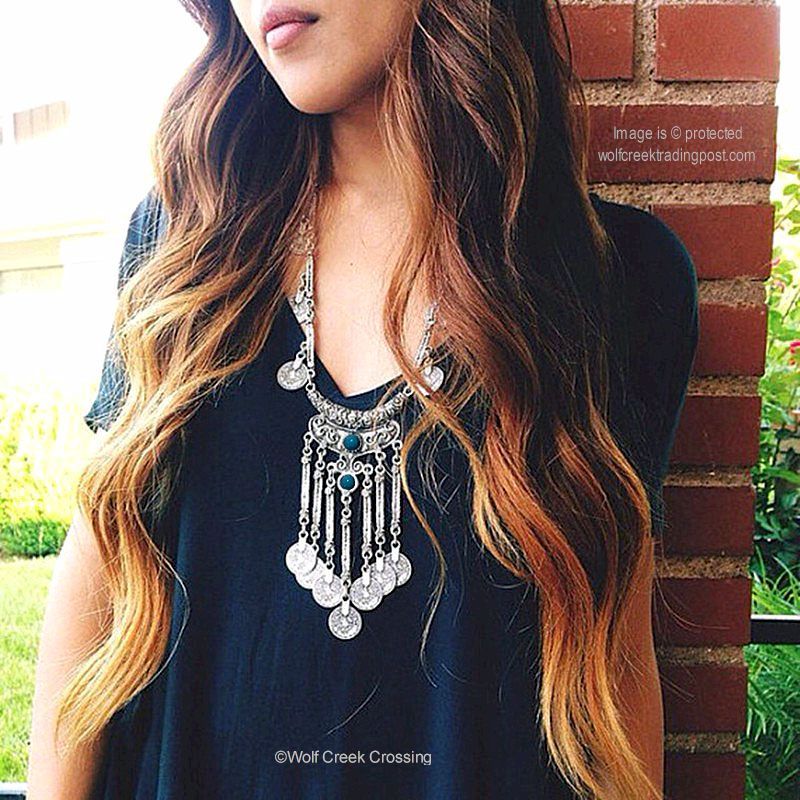 TURQUOISE STONES GYPSY SOUL – BEACH ETHNIC TRIBAL NECKLACE JEWELRY – FREE SHIP’