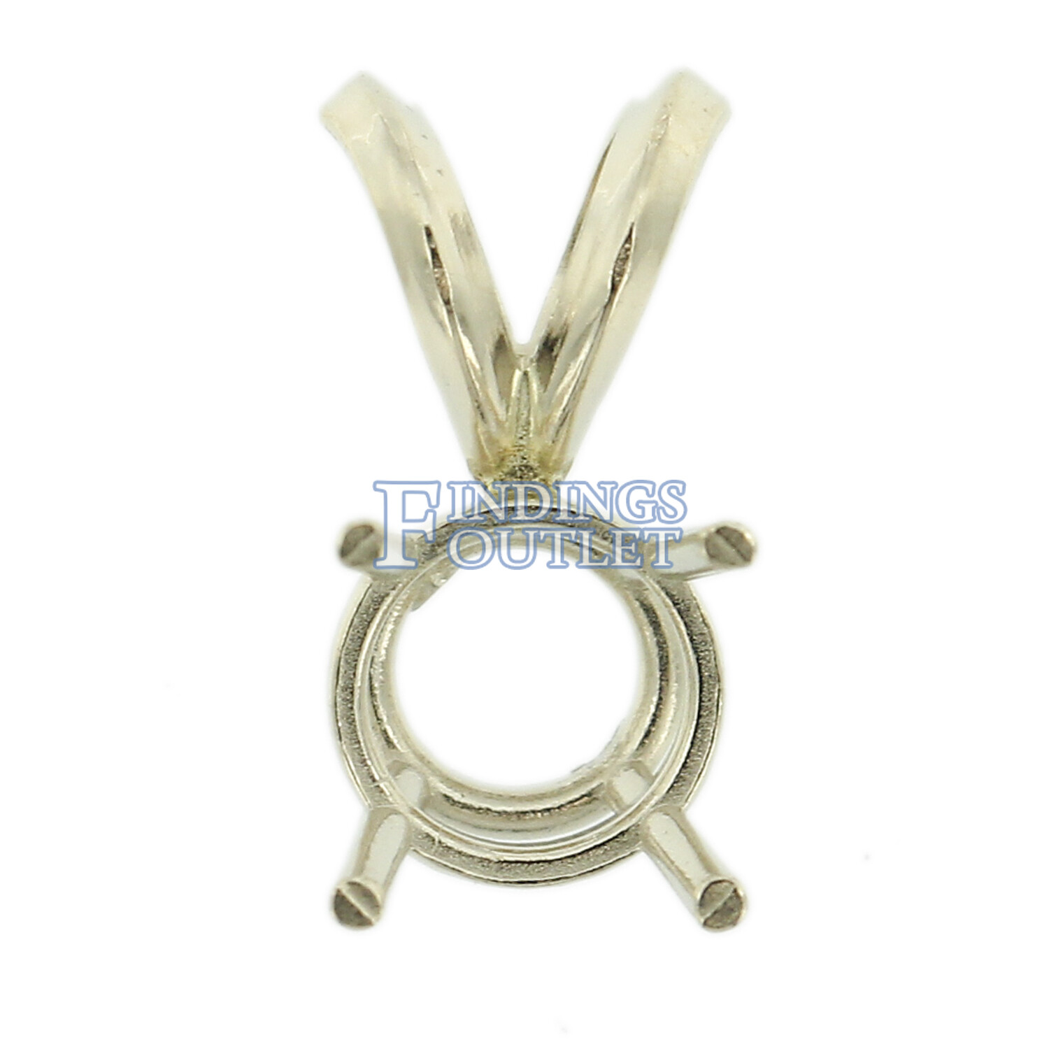 14K White Gold Round Pendant Setting Rabbit Ear Bail Mounting 0.05ct – 5.00ct