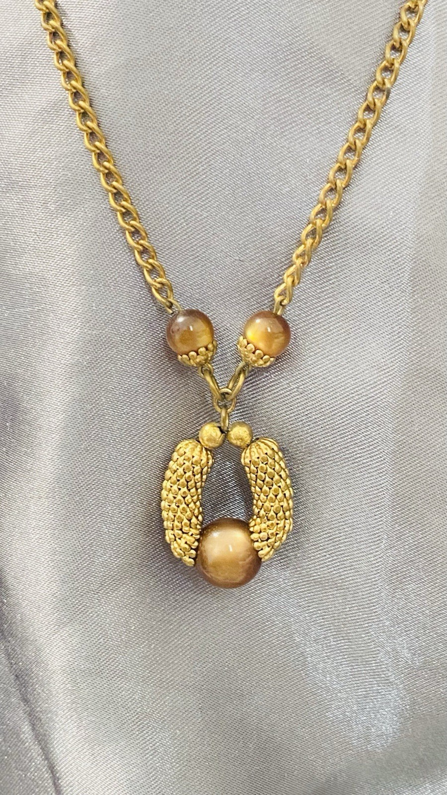 Mcm 20 In Tiger Eye Accent Goldtone Necklace