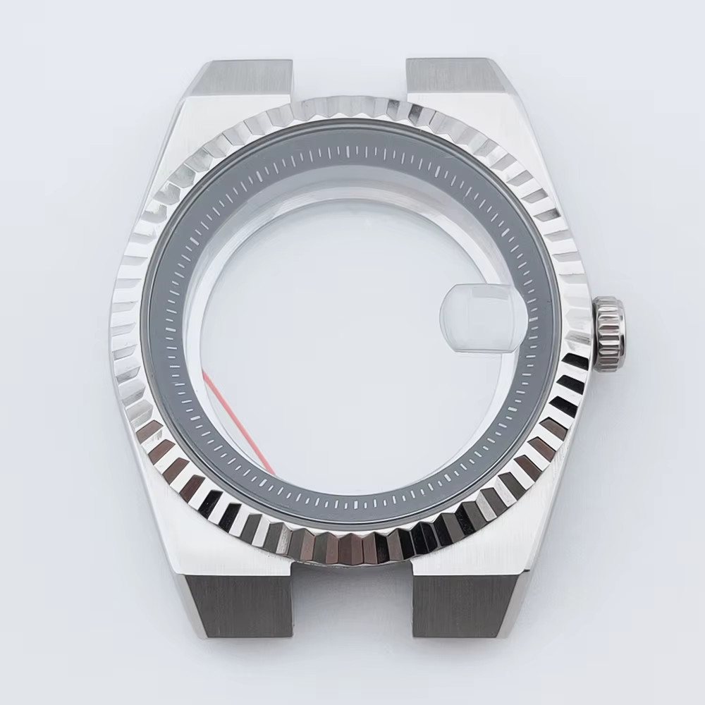 40Mm Silver Watch Case Sterile Sapphire Glass Fit NH34 NH35 NH36 NH38 NH72 ETA 2
