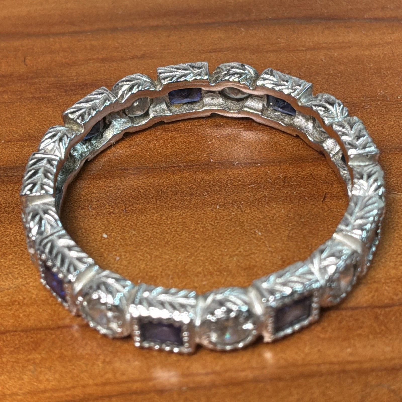 Sterling Silver Baguette Sapphire Tested Wedding Lab Created Ring Size 9