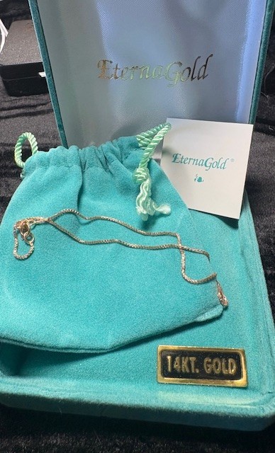 NIB VTG 14K EternaGold Delicate 10″ Polished Box Link Ankle Bracelet 1.2g