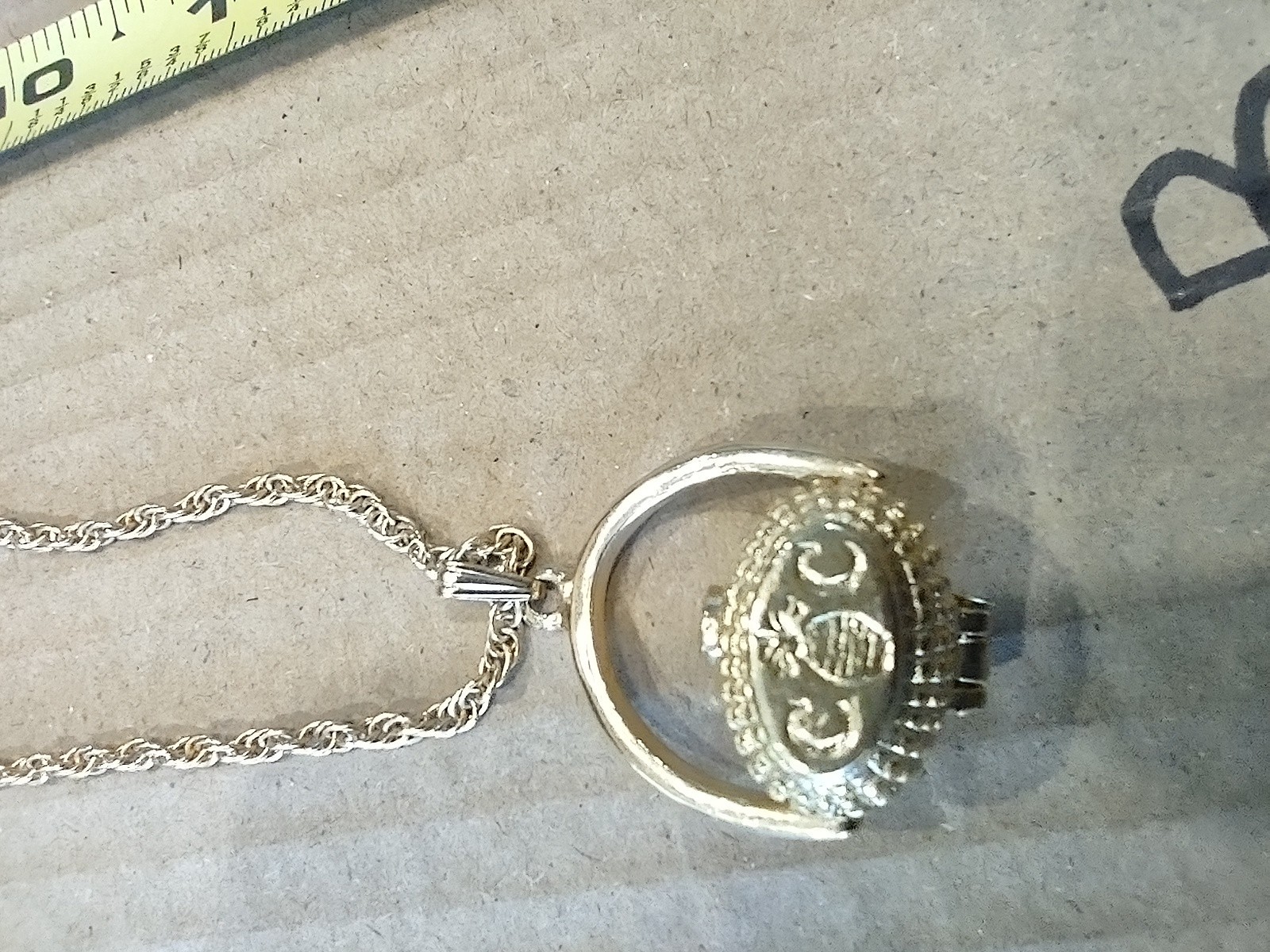 Pewter P.A.I. Pewter Photo Holder Locket Dog Pendant Rope Chain Necklace 24 in