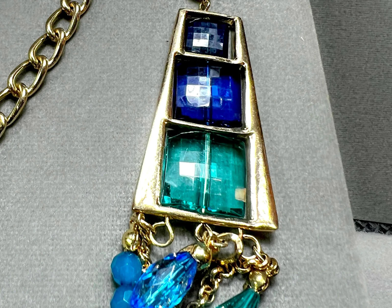 Teal Blue Multi‑Strand Statement Necklace • Six‑Tiered • 30″+3″ Ext 6880