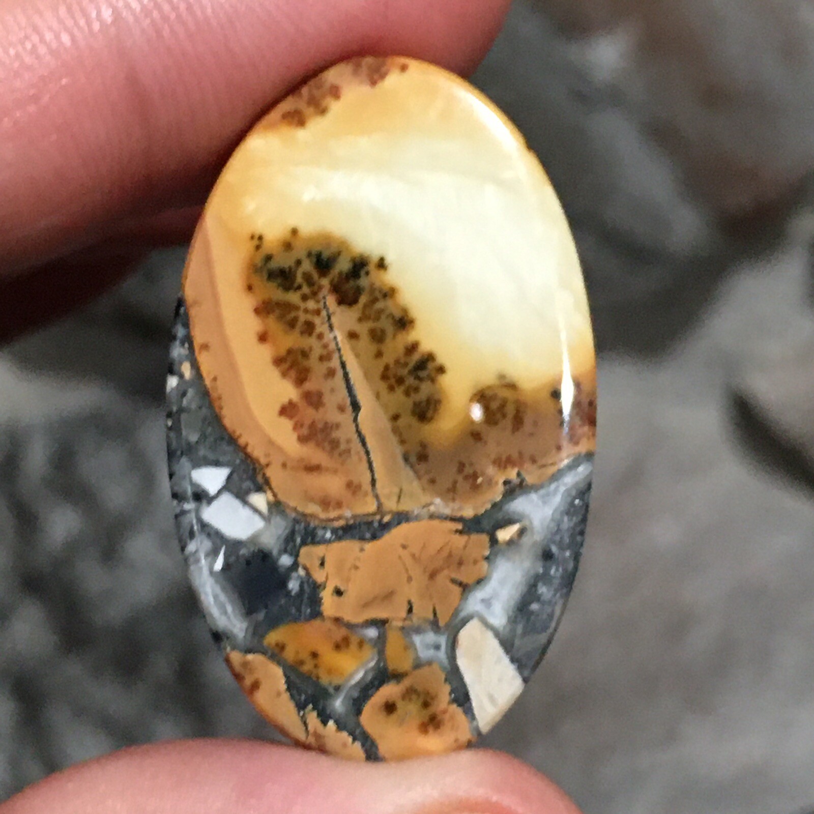 35.5×21.3×5.3mm Scenic Maligano Jasper Oval Cabochon Collectors Picture Stone