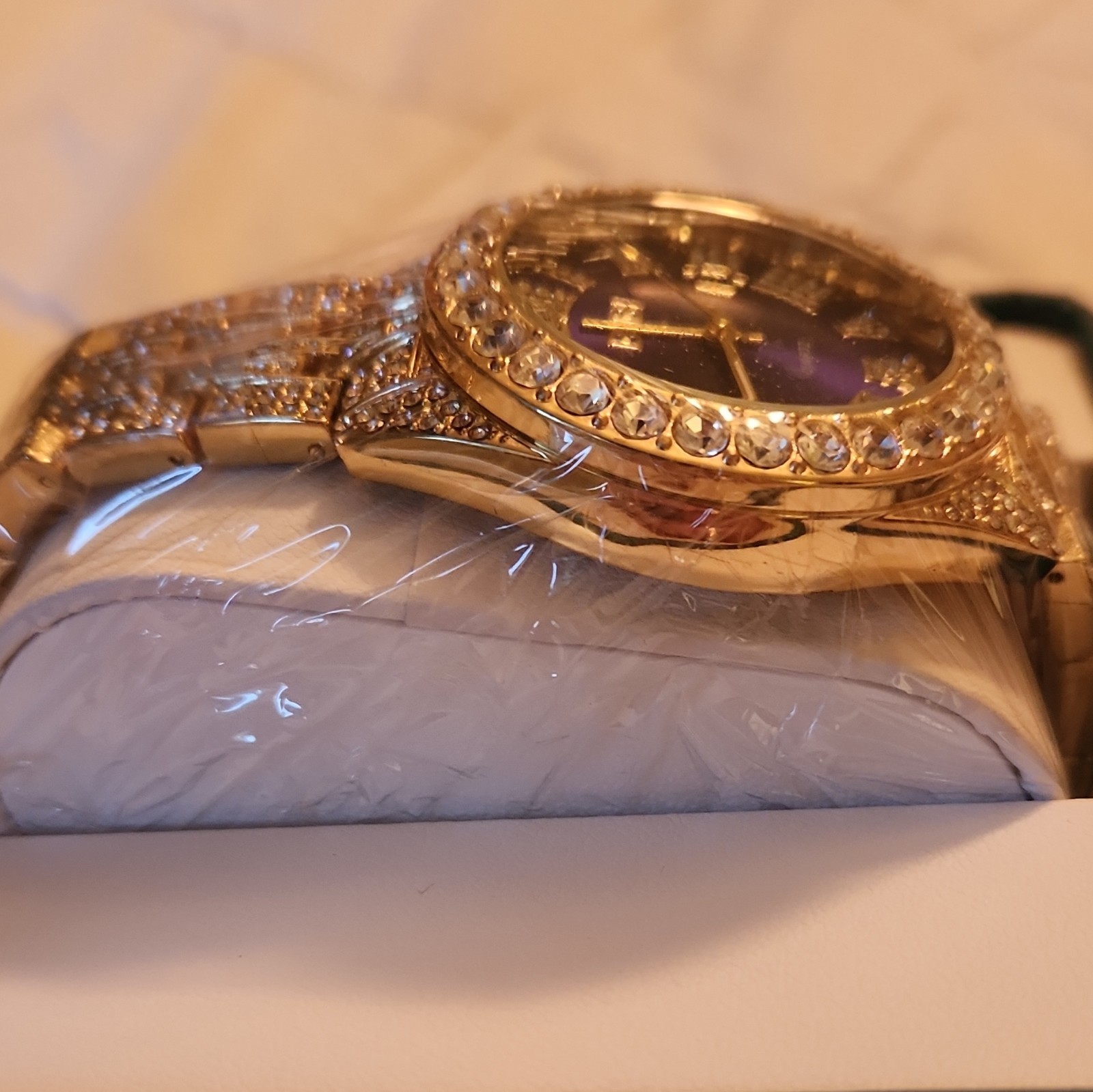 BIBI Luxury Quartz Watch Blue Dial Gold Tone Date Bracelet Box/Manual