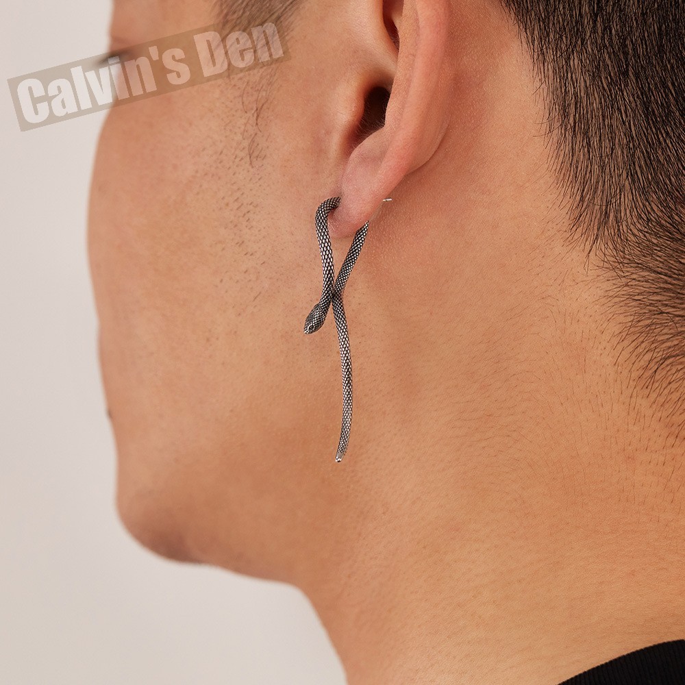 Stainless Steel Long Snake Earrings Great Details