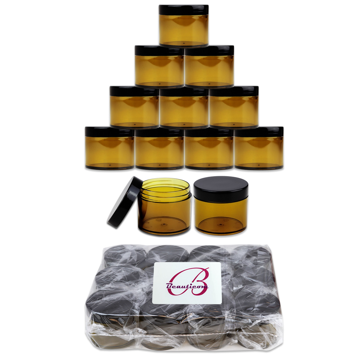12pcs 2 Oz 60 Gram 60 ml High Quality Acrylic Amber Leak Proof Container Jars