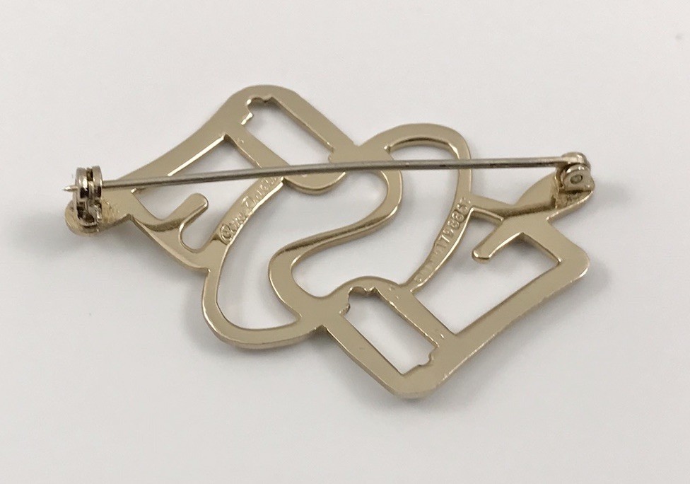 VTG Coro Duette Brooch Signed Gold Tone Pat No. 1798867. #310