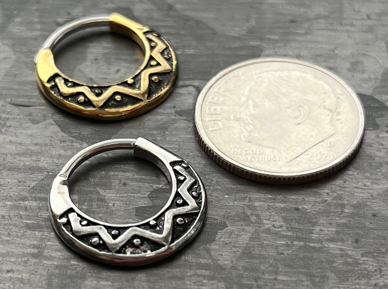 Tribal Fan Design Round Surgical Steel Septum Clicker Pierced Nose Ring 16g