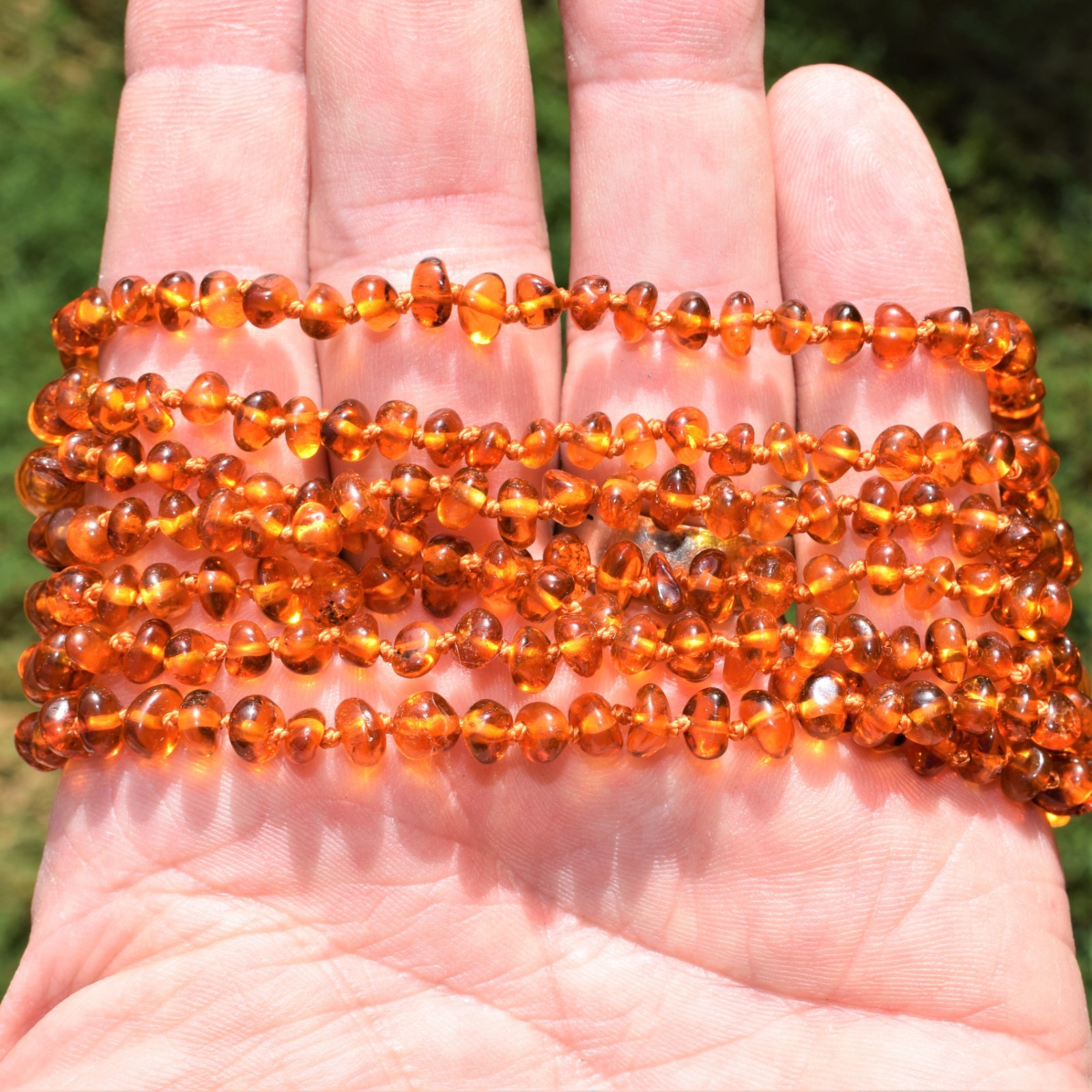 CHARGED Natural Lithuanian Cognac Baltic Amber 24″ Necklace + Selenite Charger