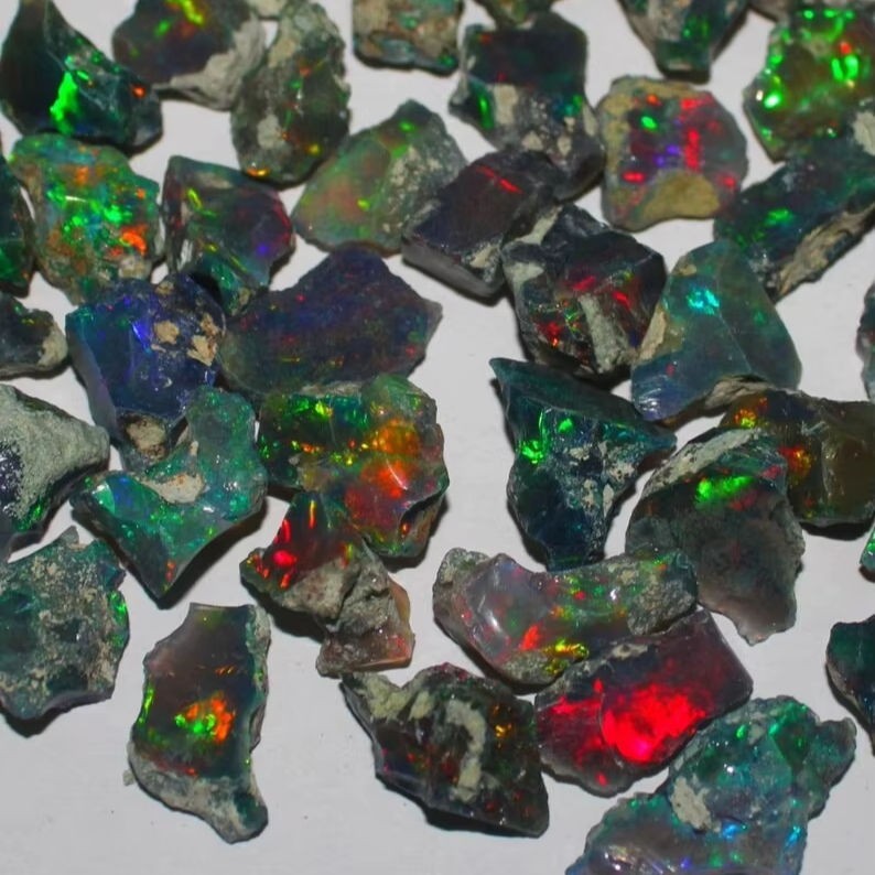 Cut Grade Black Opal Rough Lot Natural Ethiopian Welo Black Opal Raw 3 Pcs