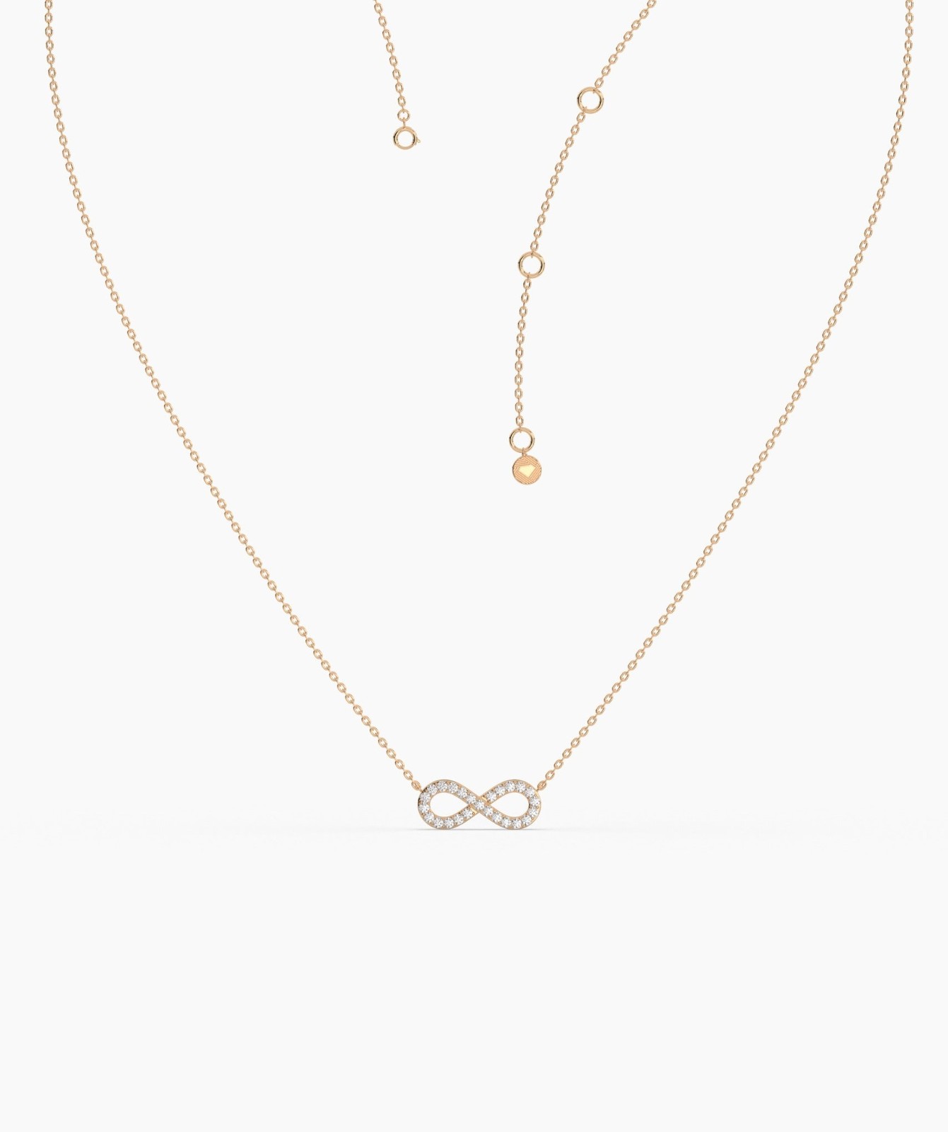 0.10 CT Round Lab Grown Diamond 14K Gold Dainty Infinity Symbol Pendant Necklace