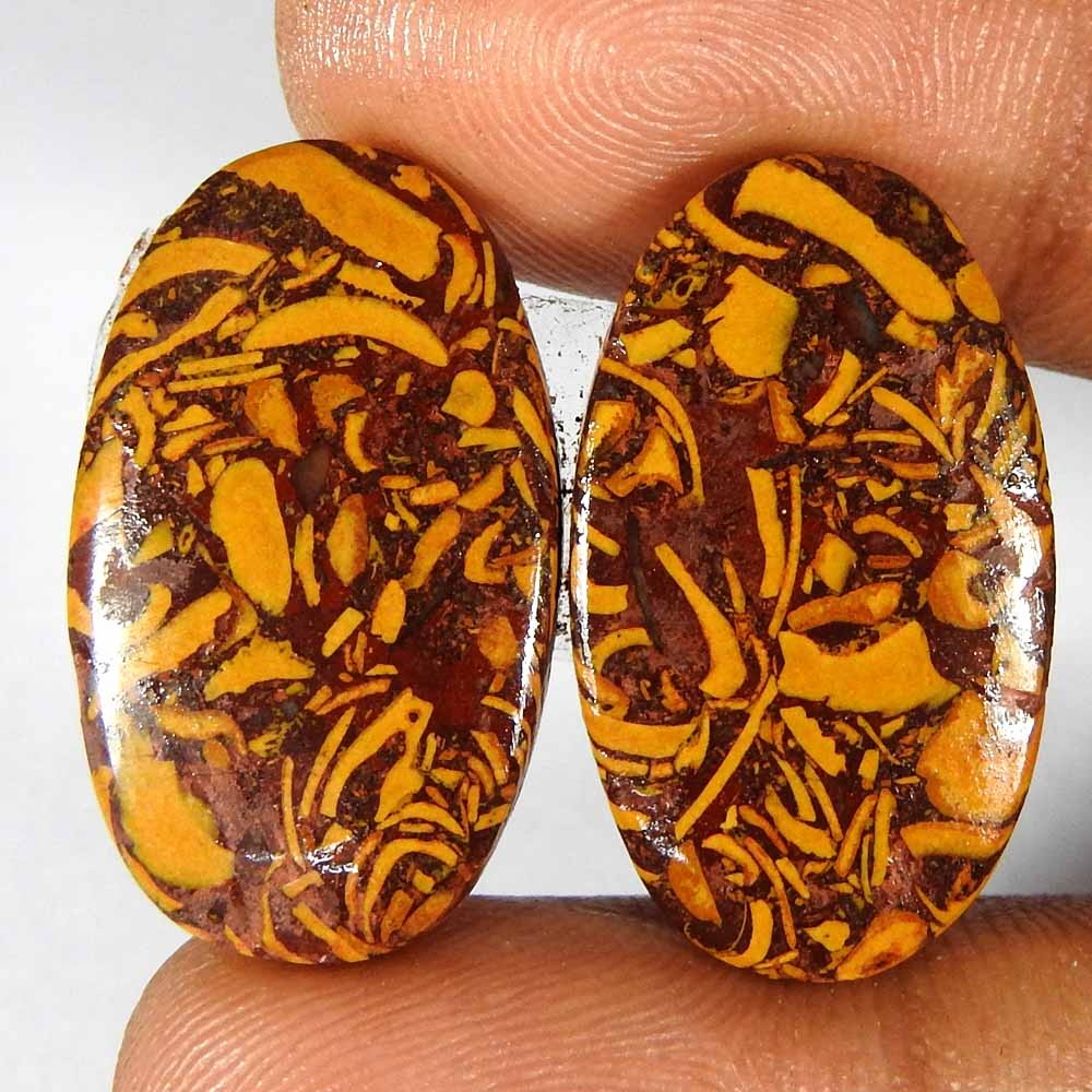 26.35Cts100%Natural Quality Mariam Jasper Oval Pair Cabochon Gemstone
