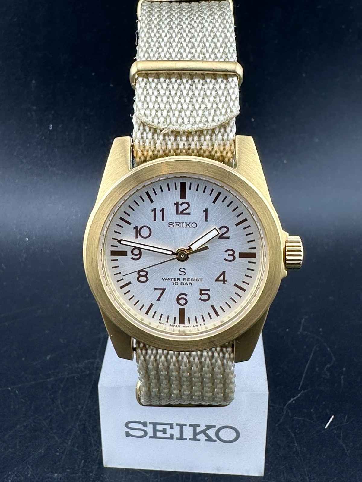Seiko SUS Nano Universe Men’s Silver Dial Gold Tone 35mm Quartz Watch 7N01-0KL0