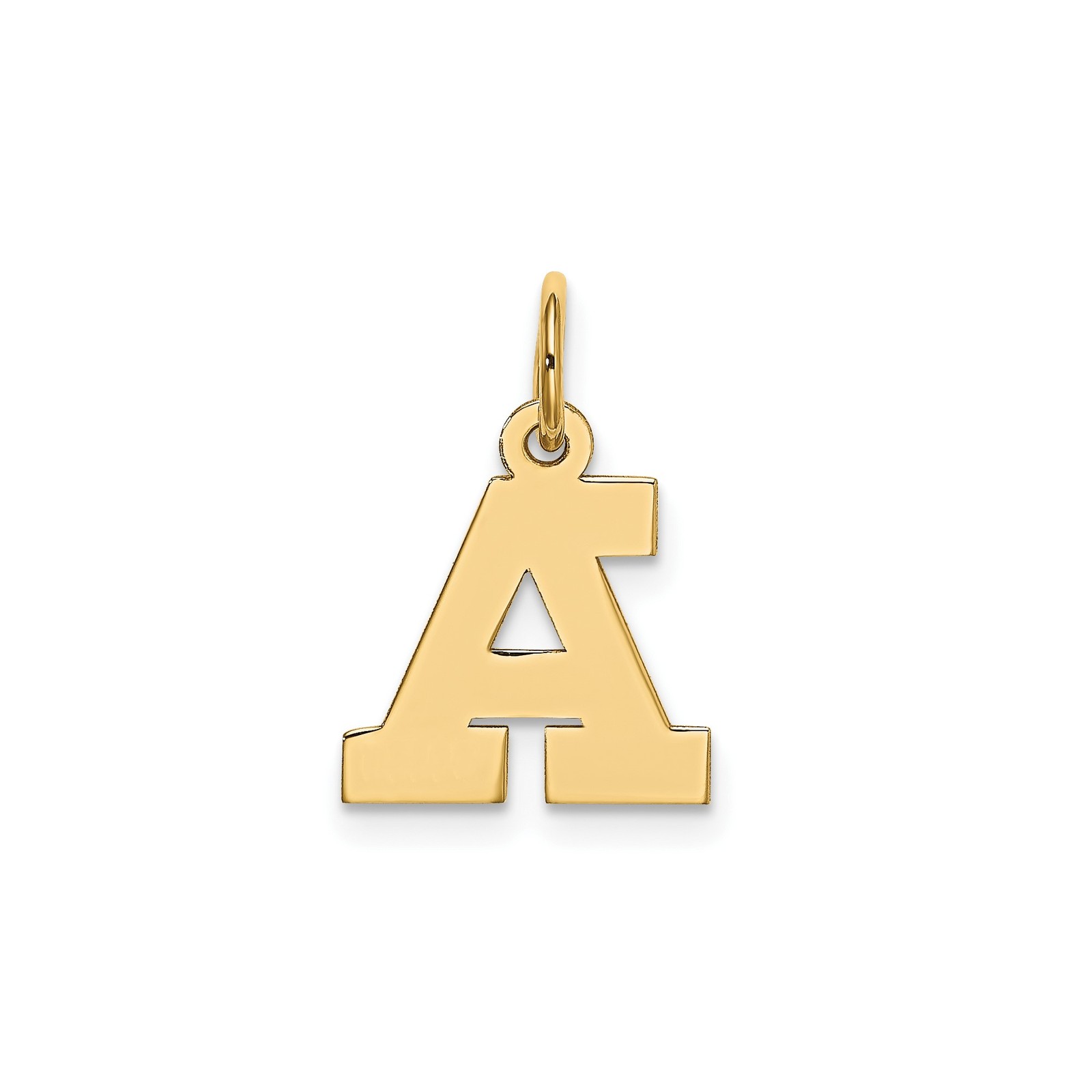 10k Yellow Gold Block Letter A Pendant Unisex Initial Charm Monogram Necklace