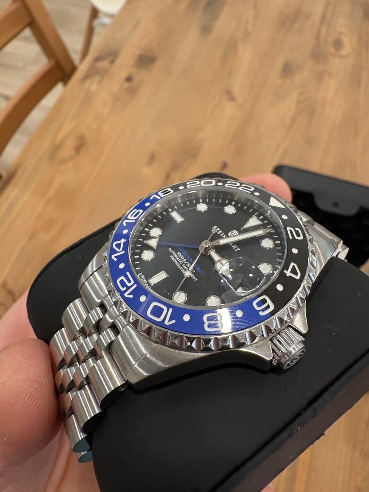 Steinhart Ocean One GMT 39mm, Blue And Black, 2025, Jubilee Style Bracelet