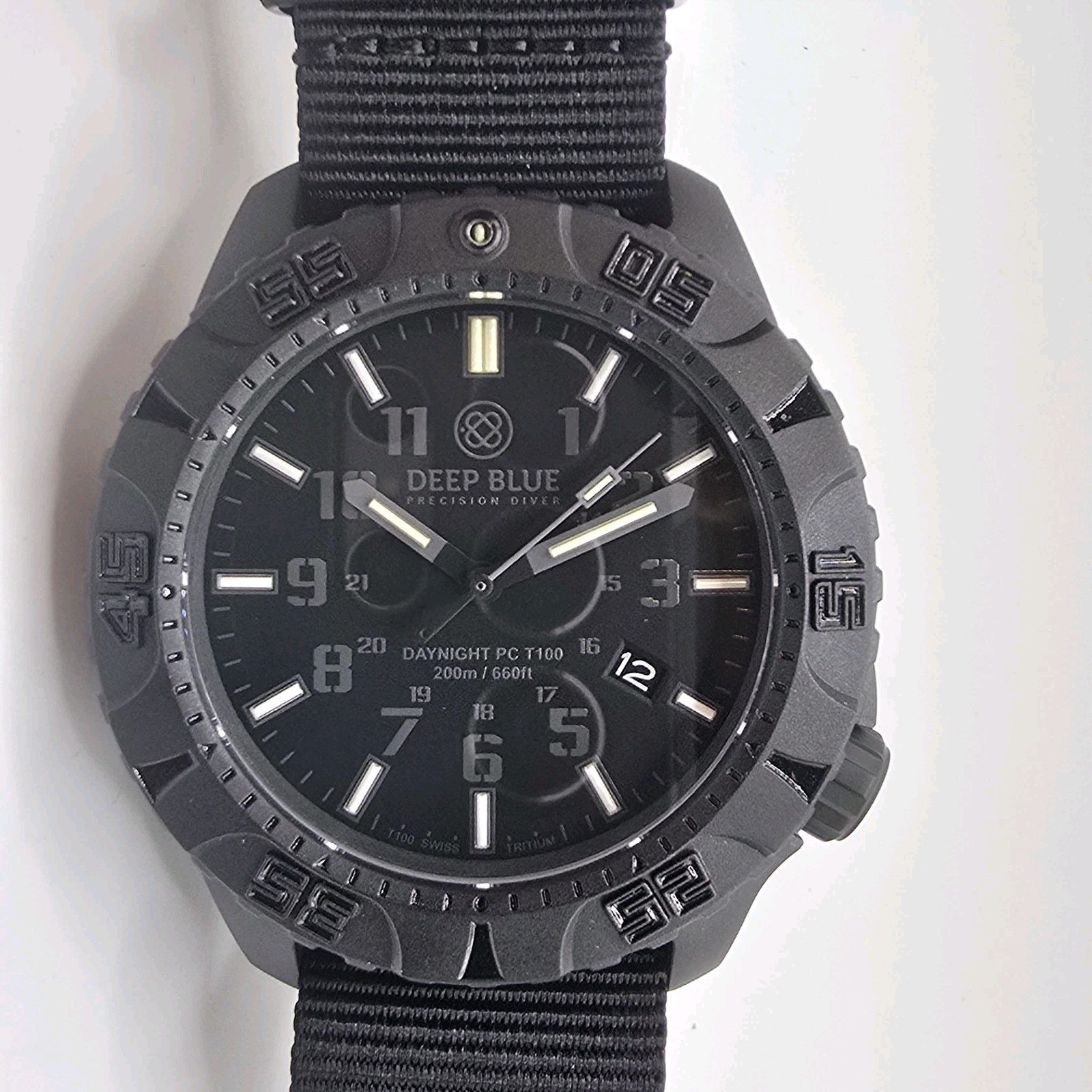 Deep Blue Men’s Daynight PC Automatic Watch Black Dial 44mm T 100