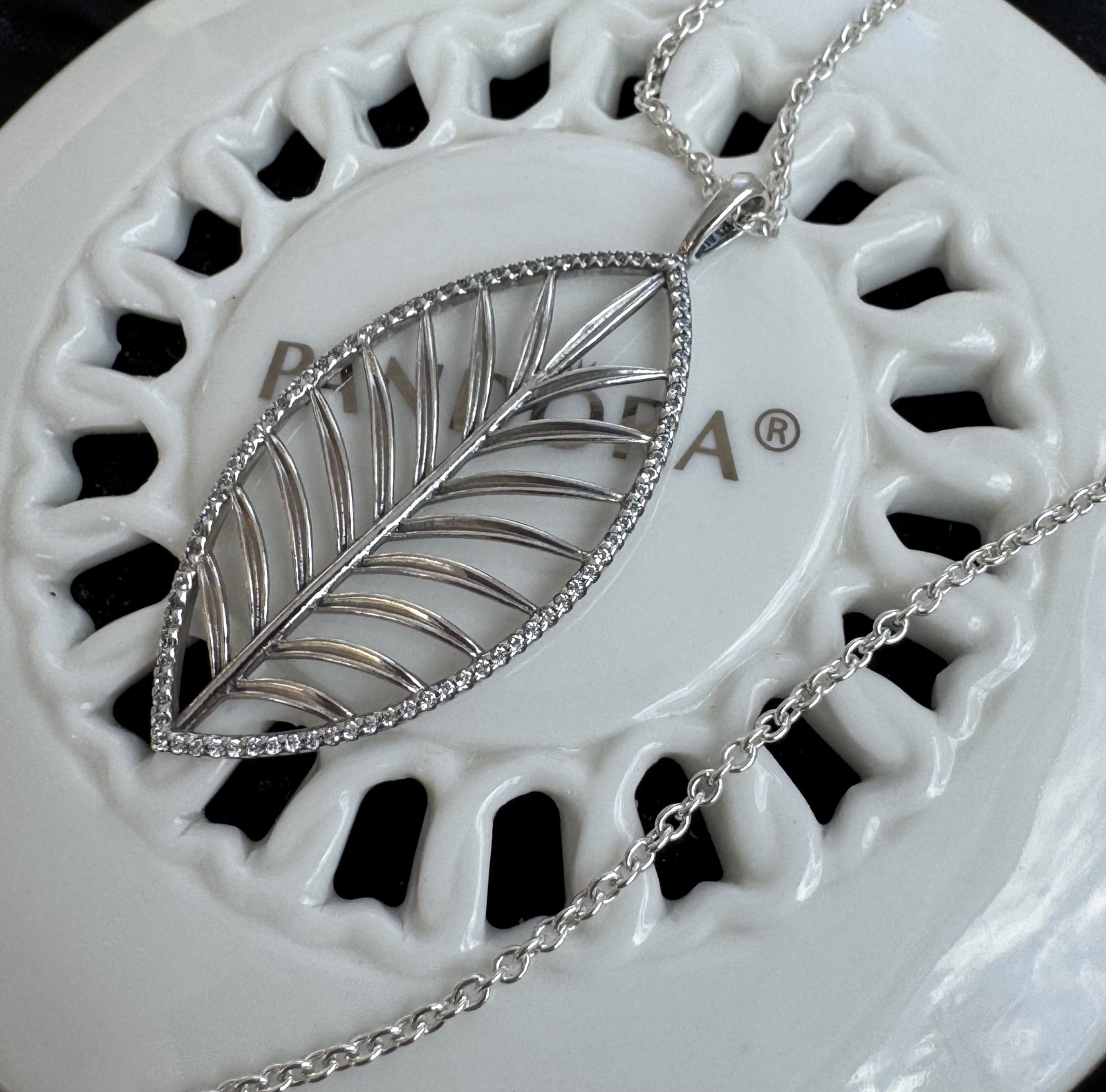 Authentic Pandora Palm Leaf Chain Necklace #390370CZ- 90 cm / 35.4 in