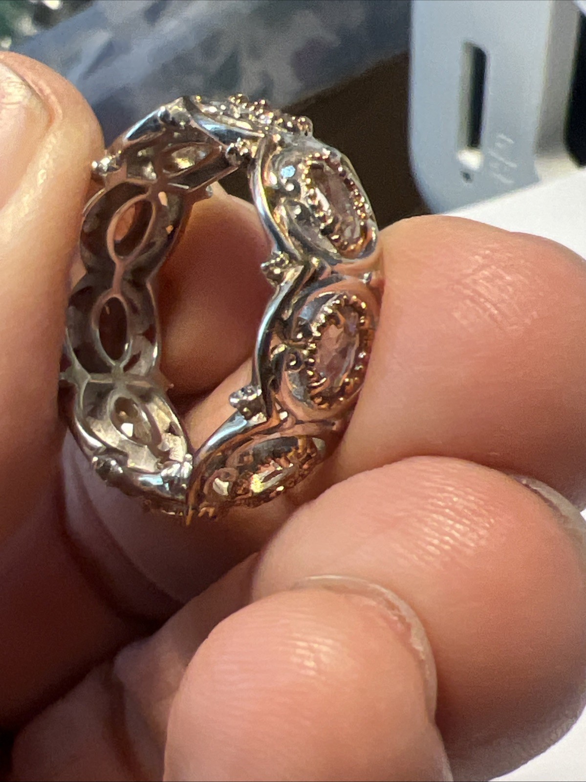 Gems en Vogue 925 Gemstone Palladium Band Ring sz 10 Gold Vermeil 6.8g #JV148