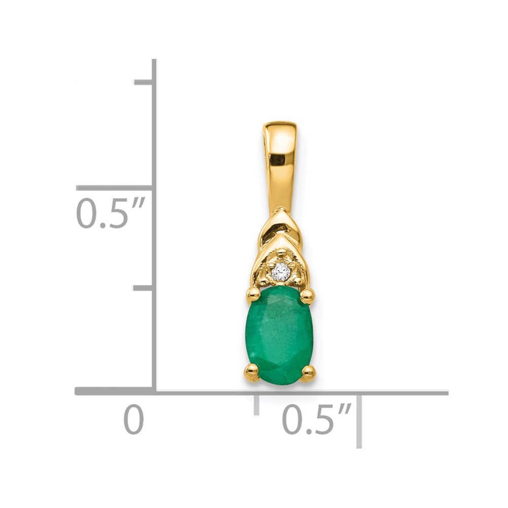 14k Yellow Gold Emerald and Diamond Pendant for Women 0.57g