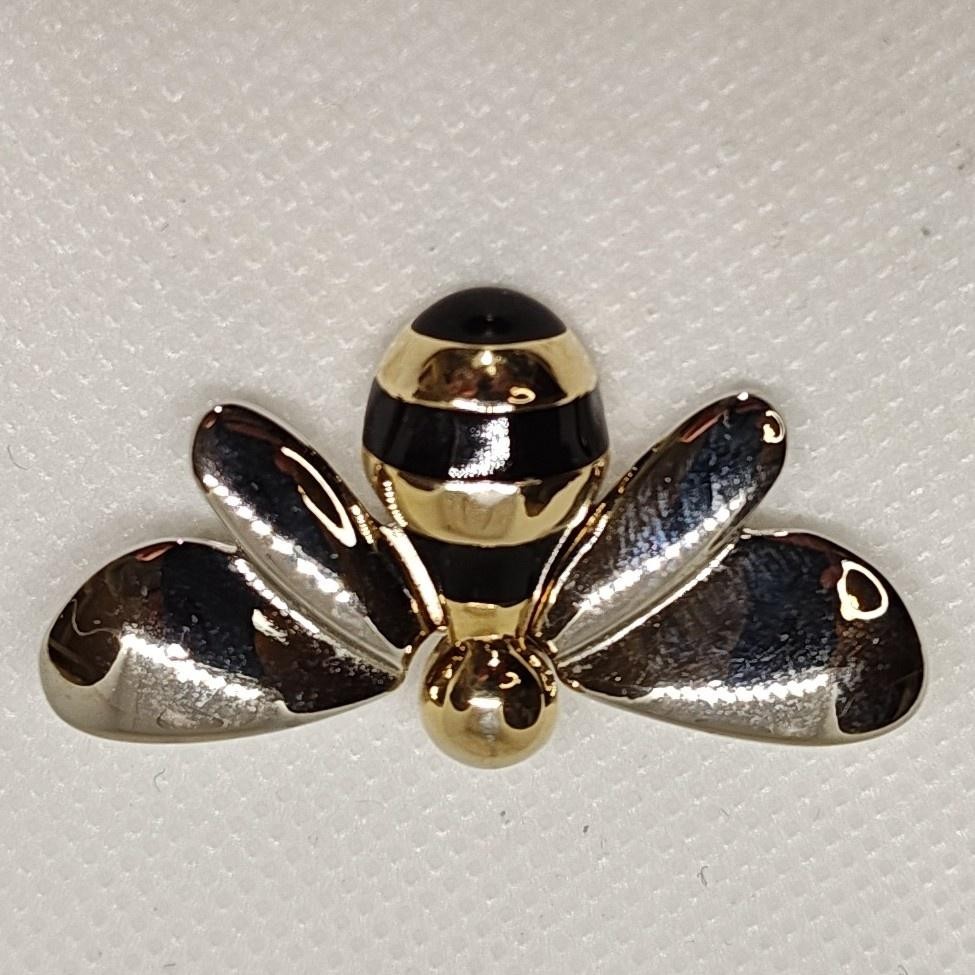 Liz Claiborne Bumblebee Brooch Pin Gold Silver Black Enamel Insect Jewelry