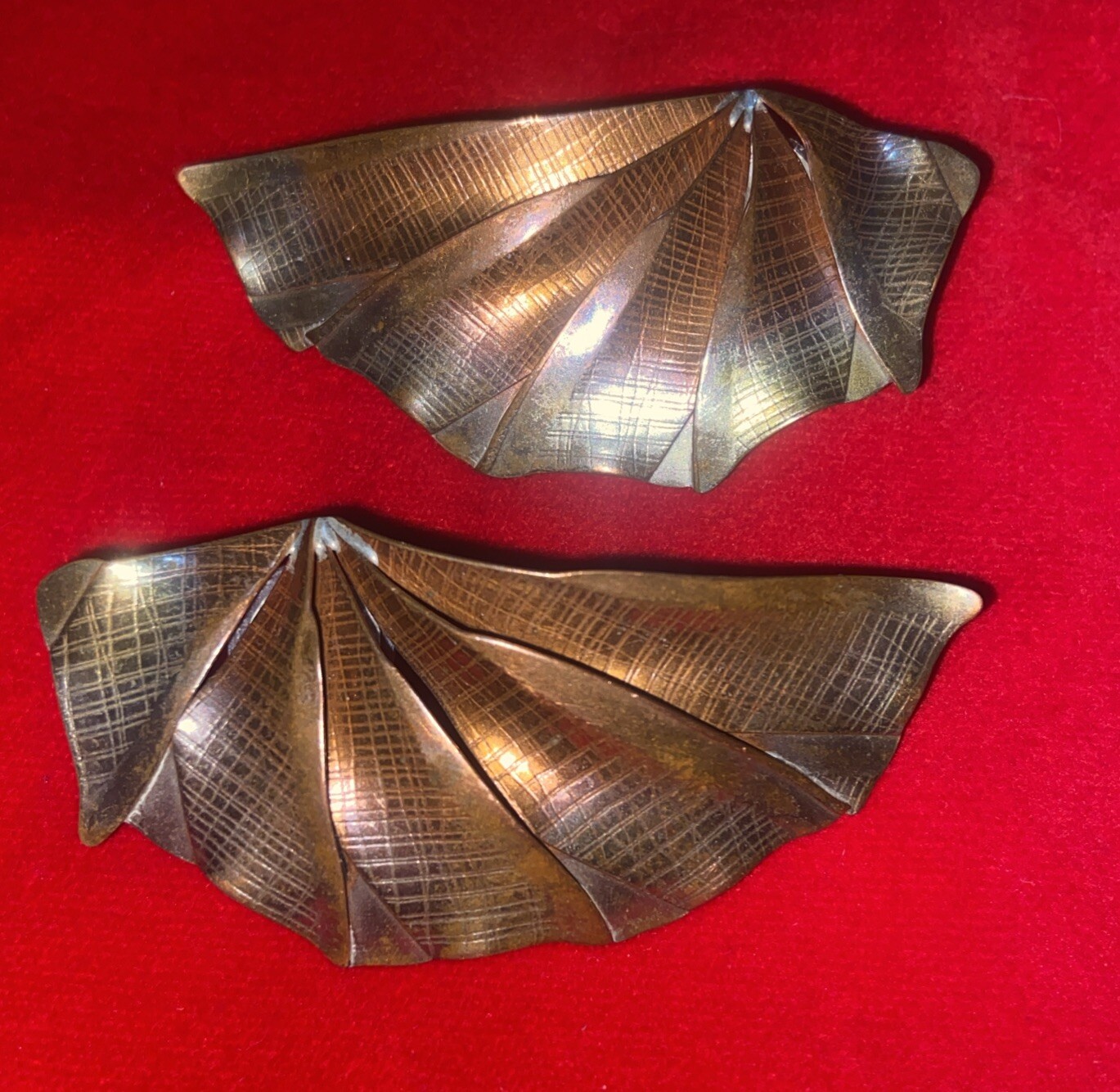 Brutalist Signed statement Pierced Modern Artisan Earrings 2 5/8in By 1 1/8in