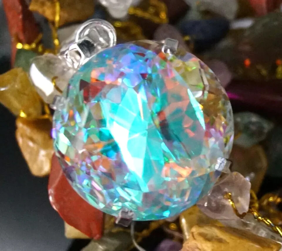 90.2 Ct+ Natural Rare Mystic Topaz Multi Color 925 Solid Silver Pendant Gemstone