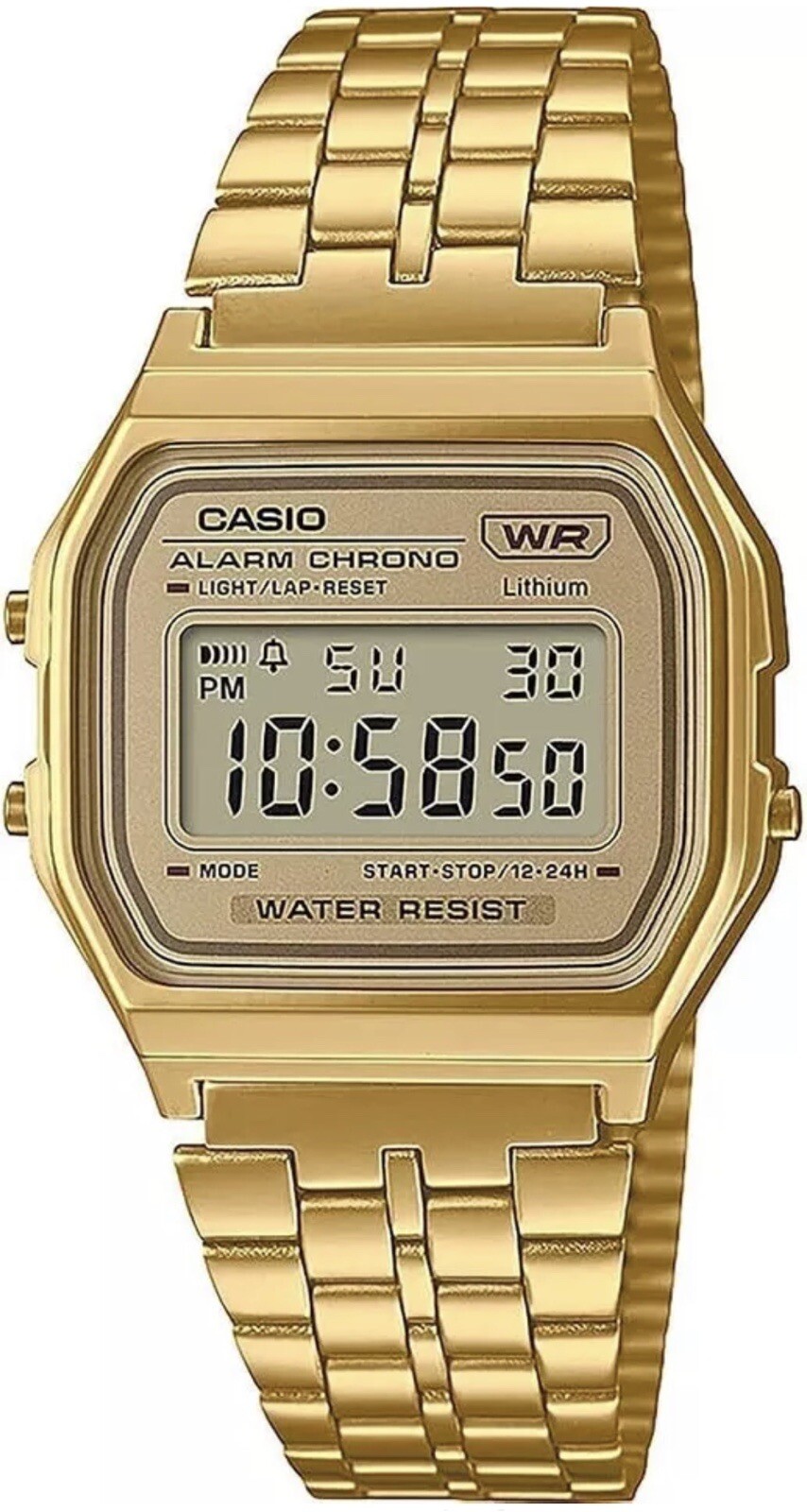 New Casio A159W Digital Classic Retro Stainless Steel Gold Watch UK SELLER