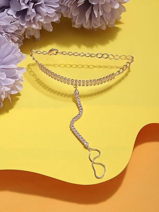 Modern Indian Bracelet Gold Tone Crystal Adjustable Fashion Jewelry Gift