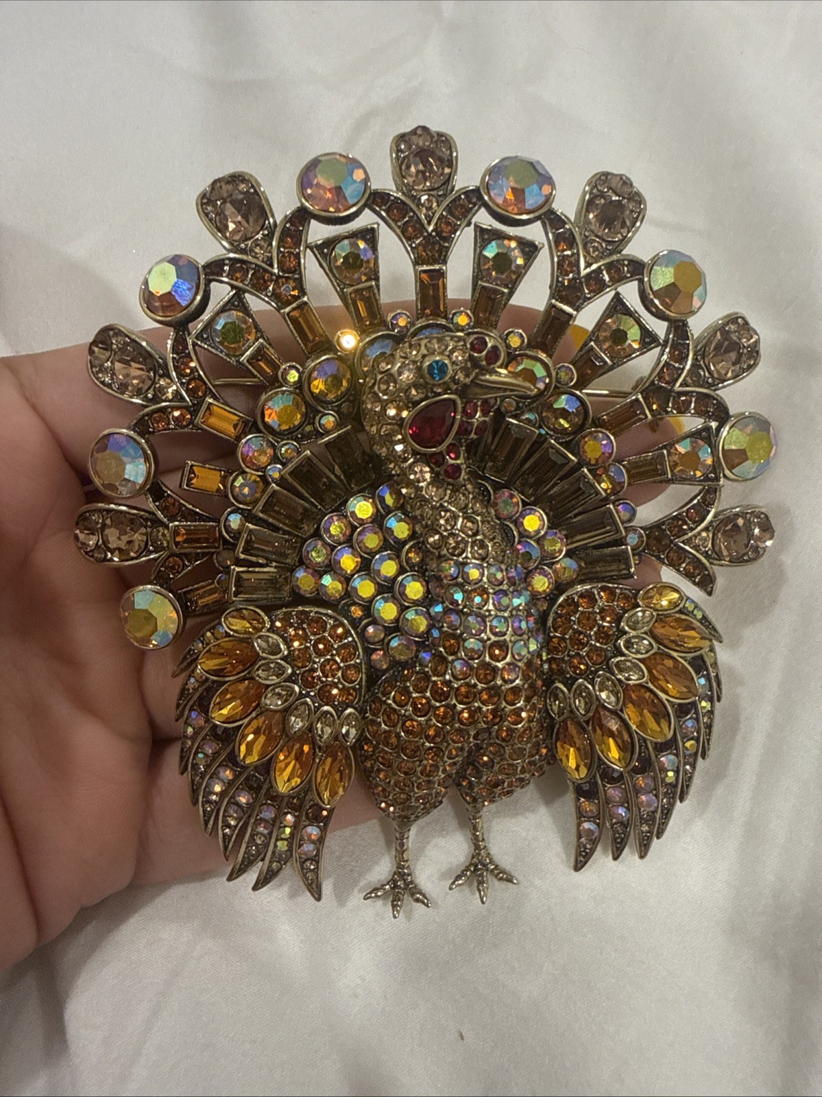 Heidi Daus “Tyrone Turkey” Multi-Color Crystal Pin Brooch- NWT-Orig. $199.95