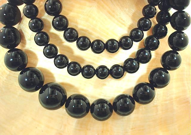 6-12MM GRADUATED ONE-STRAND ROUND GENUINE BLACK CORAL BALL BEAD NECKLACE 25″ #1