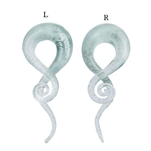 NewZenro Glow in The Dark Ear Glass Spiral Tapers Plugs Tunnels Expander 10mm