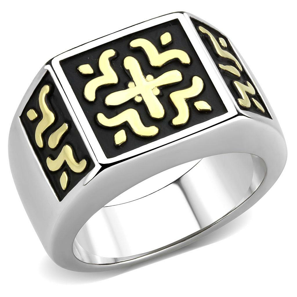 TK3622 – Two-Tone IP Gold (Ion Plating) Stainless Steel Ring with No Stone