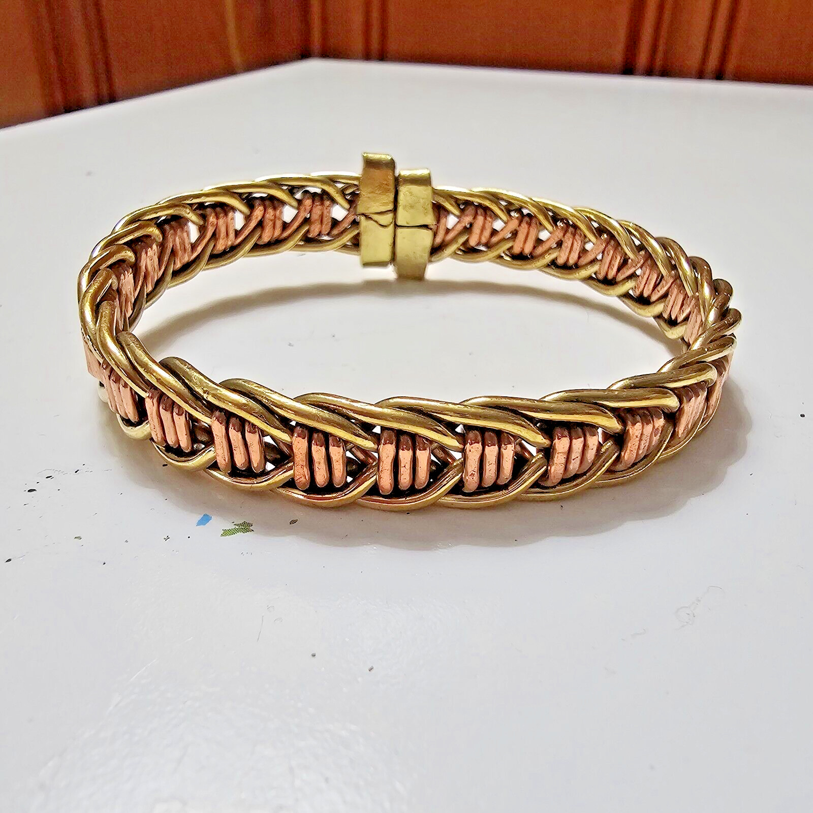 African- Brass & Copper Braided Cuff Bracelet – Handmade Kenya- New