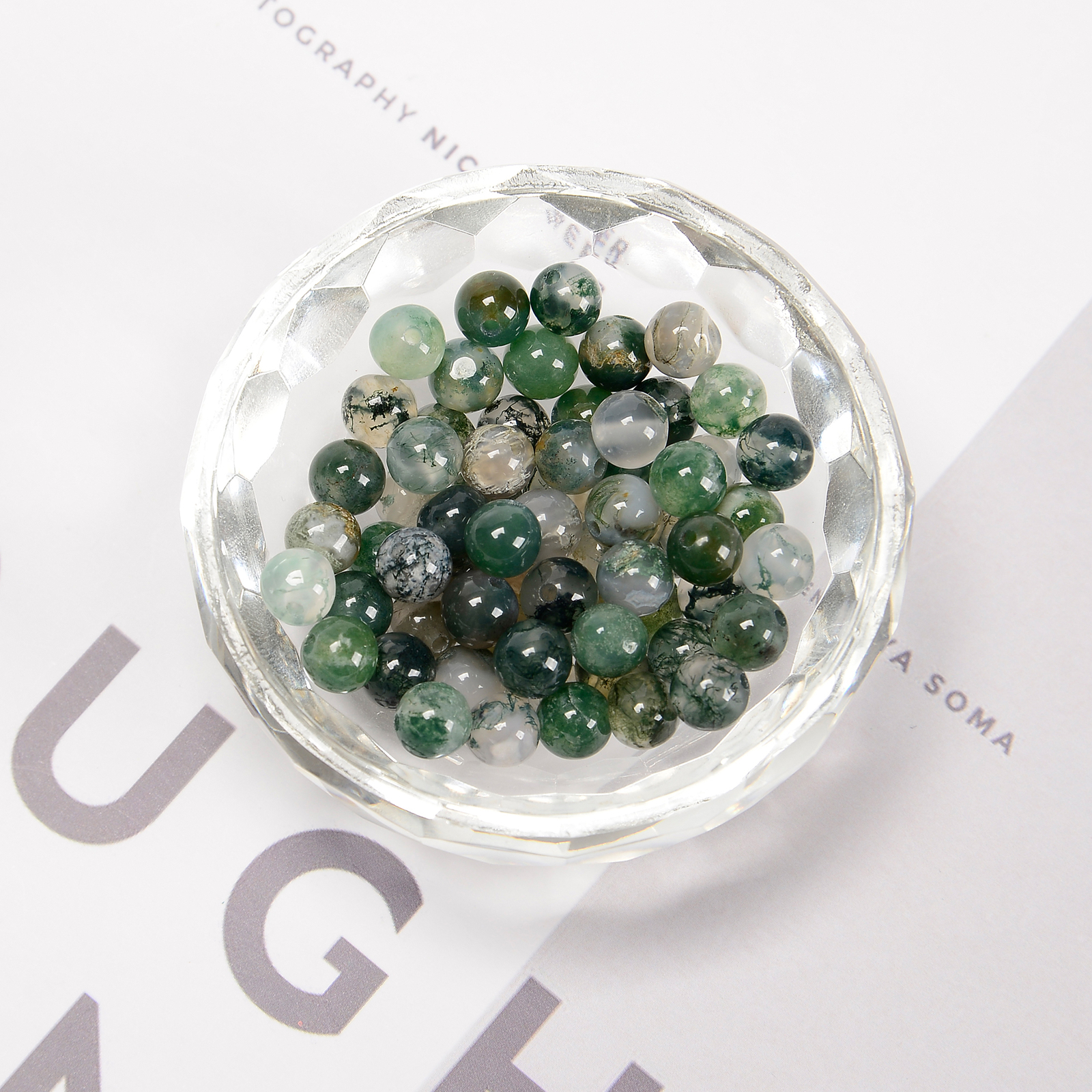 Green Moss Agate Smooth Round Beads 4mm 6mm 8mm 10mm Approx 15.5″ Strand