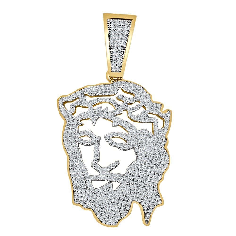 Big 2.75″ VVS1/D 2.65 Ctw. 23+ Grams Real Silver Jesus Face Piece Charm Pendant