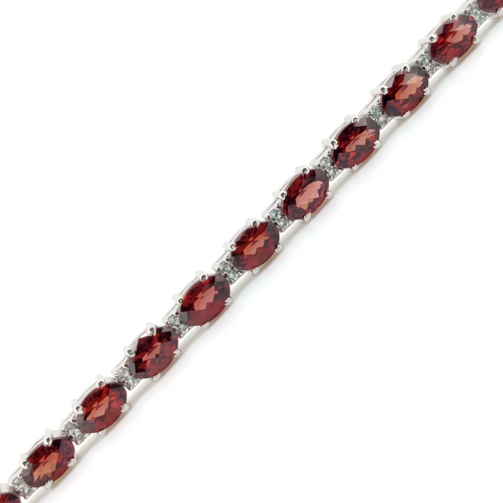 Oval Garnet Tennis Bracelet Sterling Silver January Birthstone womens Jewelry