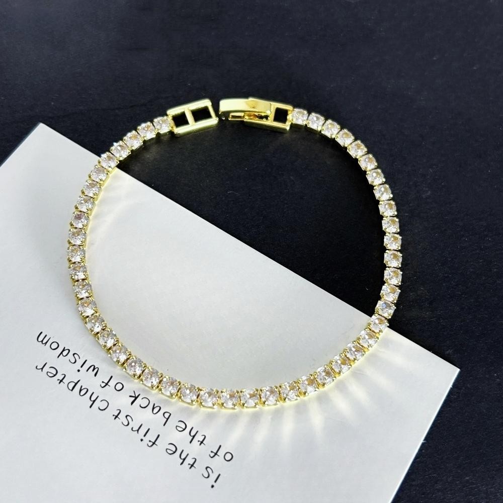 Stainless Steel Gold Silver Zirconia Tennis Chain Bracelet Women 16/18cm Jewelry
