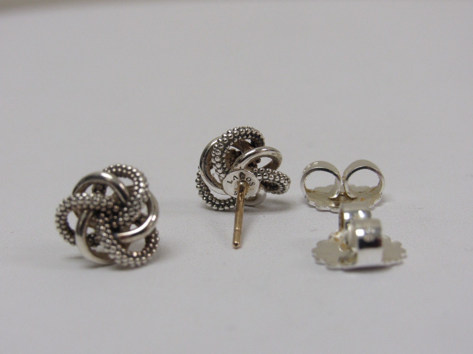 Designer LAGOS Sterling Silver Love Knot Stud Earrings
