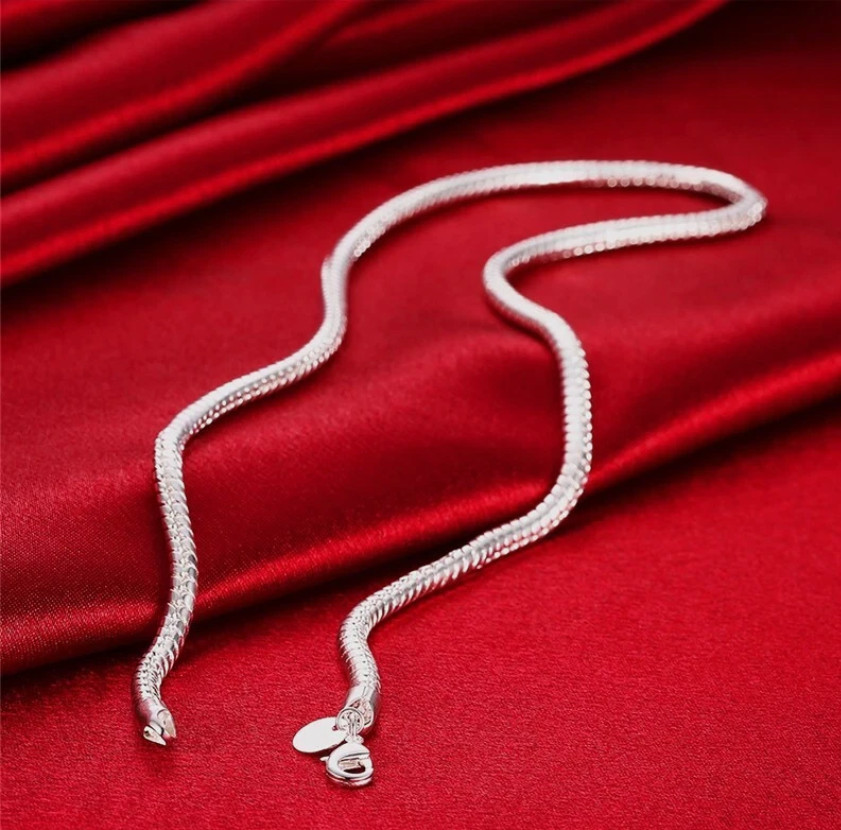 Cadena de Plata de Ley 925 para Hombre y Mujer Collar Clásico de Eslabones